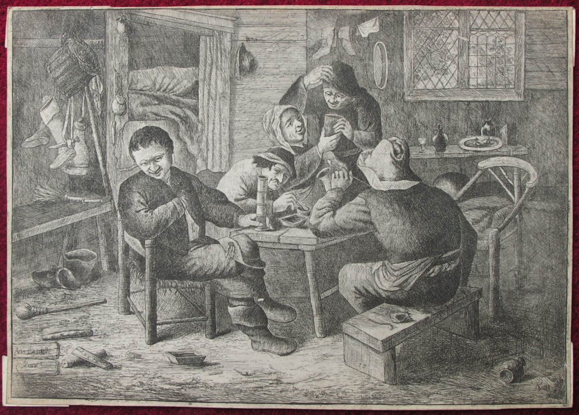 Etching - (Peasants in a Tavern) - Van